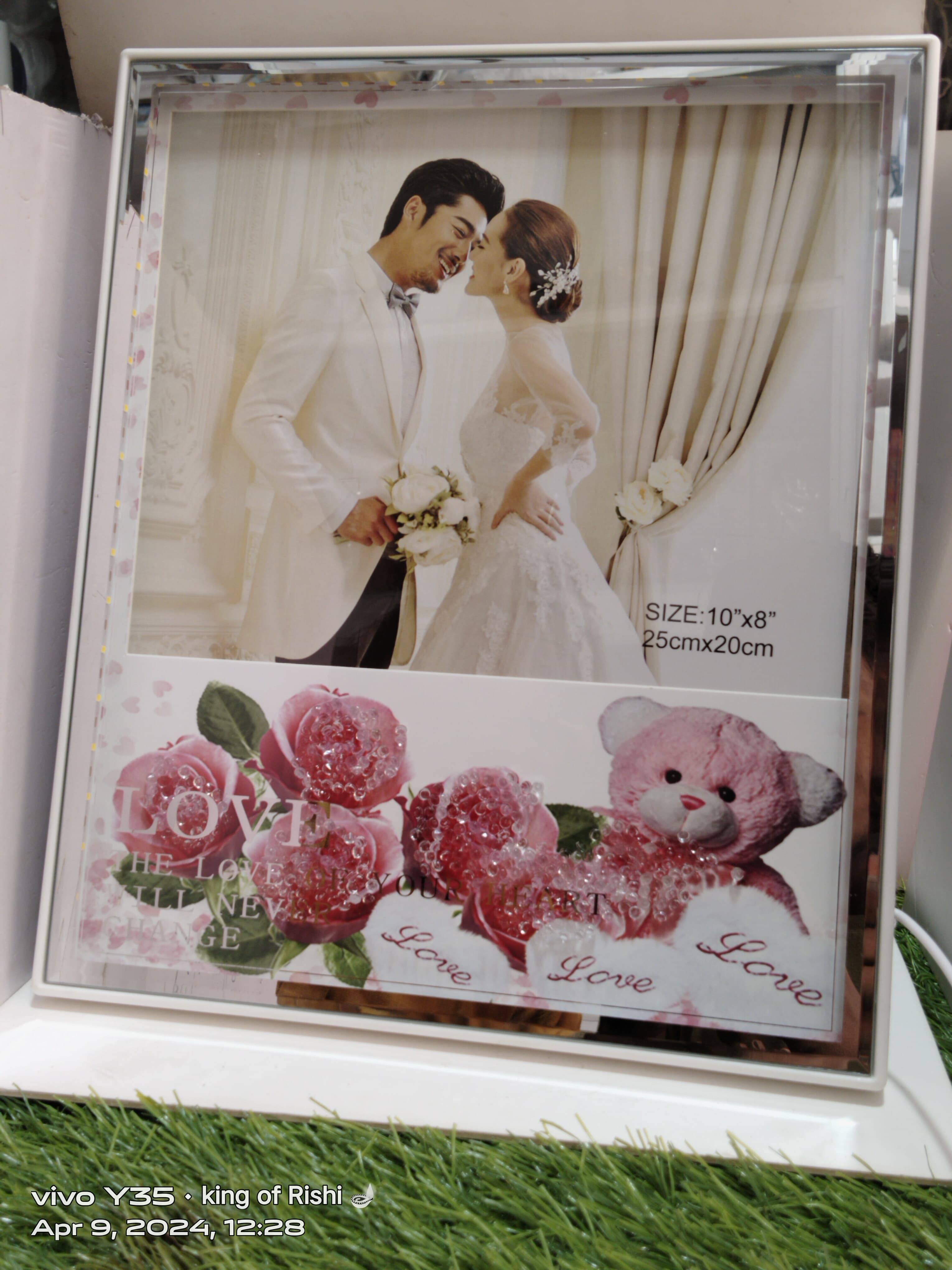 Dinazire Photo Frame Gift with 2 Rings ,Photo Frame Special Customized Gift/Engagement Gift/Gift for